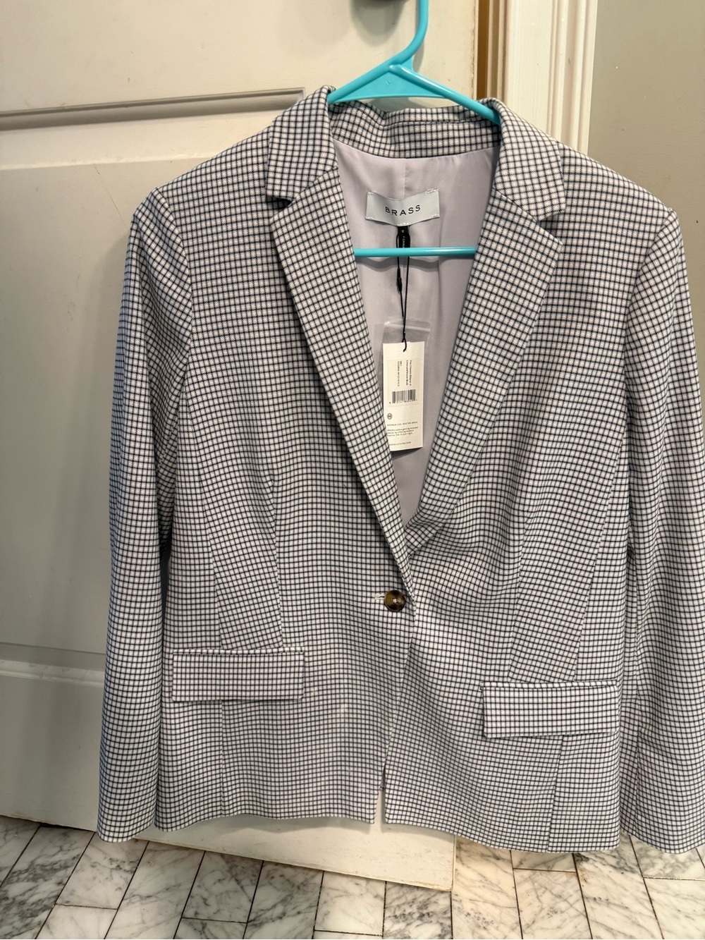 Women's Check Single-Button Blazer in Gray